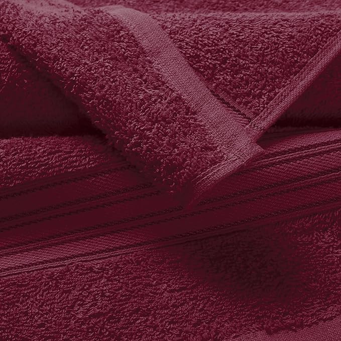 BOUTIQUO Ultra Soft Cotton Washcloths, Contains 12 Piece Face Cloths 12x12 inch, Ideal for Everyday use Face Towels, Compact & Lightweight Multi Purpose Washcloths - Burgundy