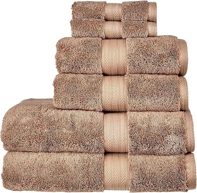 Christy Renaissance 6 Piece Towel Set | Mink Brown | 100% Egyptian Cotton | Luxuriously Soft and Super Absorbent | 675 GSM | 2 Bath Towels 2 Hand Towels 2 Face Cloths