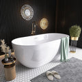 59" Free Standing Tub, Pure Acrylic Freestanding Bathtub, Stylish Stand Alone Contemporary Deep Soaking Bath Tub, cUPC Certified SY6850 (Glossy White)