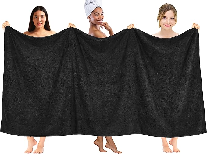 DAN RIVER Pack of 1 Bath Sheet 40x80 Inches, Oversized Black Bath Towels, Fluffy and Thick Extra Large Bath Sheets