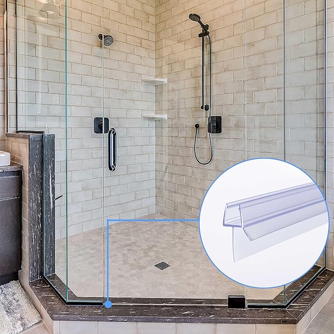 Shower Door Bottom Seal 2-Pack 1/4" x 39" Frameless Glass Shower Door Seal Strip Stop Leaks Create a Water Barrier with Extra Long Lip Covers up to 0.787" (20mm) Gap Replacement Bottom Seal