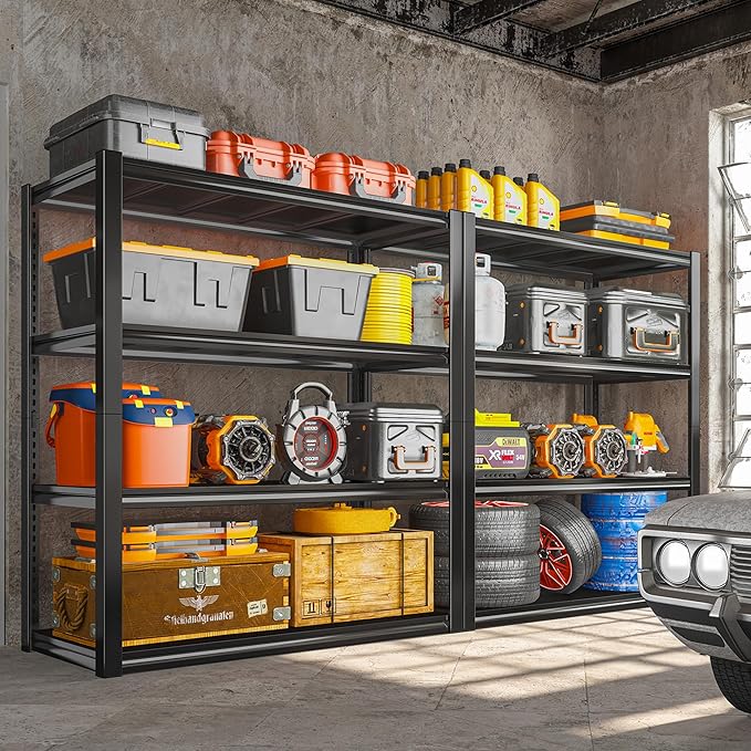Raybee 40" W Garage Shelving, Storage Shelves 56.9" H, Metal Shelving Heavy Duty Load 1600LBS, Adjustable Metal Shelves for Storage Pantry Kitchen 40" W x 19.1" D x 56.9" H