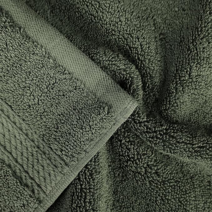 BNM Egyptian Cotton Heavyweight Towels, Ideal For Bathroom, Shower, Spa, Hotel, 800 GSM, Face/ Washcloths, Hand Towels, Bath Towels, Highly-Absorbent, Luxury Basics, 9 Piece Towel Set, Forest Green