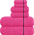 MyOwn Ultra Soft 6 Pack Cotton Towel Set, Contains 2 Bath Towels 28x55 inch, 2 Hand Towels 16x24 inch & 2 Wash Coths 12x12 inch, Ideal Everyday use, Compact & Lightweight - Hot Pink