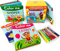 BabyBibi Color Me Bath Books Plus Crayons – Set of 4 Different Books – Includes 6 Washable Bath Crayons – Learn and Play Including Opposites and Shapes – Suitable for 2+