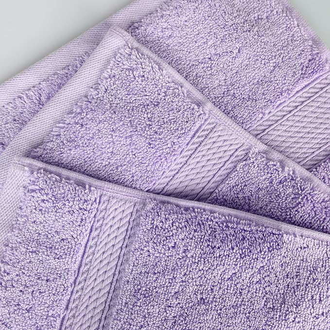 BLUENILEMILLS Madison Egyptian Cotton Towels, Towel Set for Bathroom, Shower, Hotel, Plush, 800 GSM, Highly Absorbent and Ultra-Soft Towels, Bath Essentials, 8 Piece Assorted Towel Set, Purple