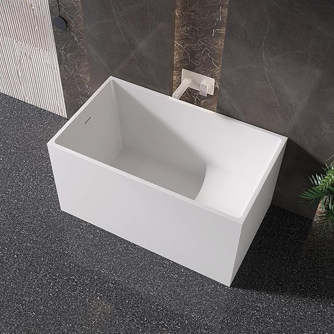 47" Acrylic Freestanding Bathtubs, Stand Alone Tub, Japanese Soaking Tubs for Bathroom, Integrated Overflow and Drain, cUPC Certified, Gloss White