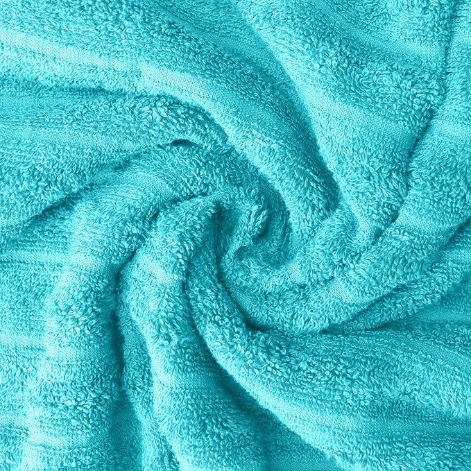 DAN RIVER Pack of 2 Bath Sheet 35x70 Inches, Ribbed Jumbo Bath Sheets for Adults, Thick and Absorbent Large Towels - Aqua
