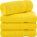 Cotton Paradise 4 Piece Turkish Bath Towels for Bathroom, 100% Cotton Extra Large Soft Plush Towels Bathroom Set, Yellow