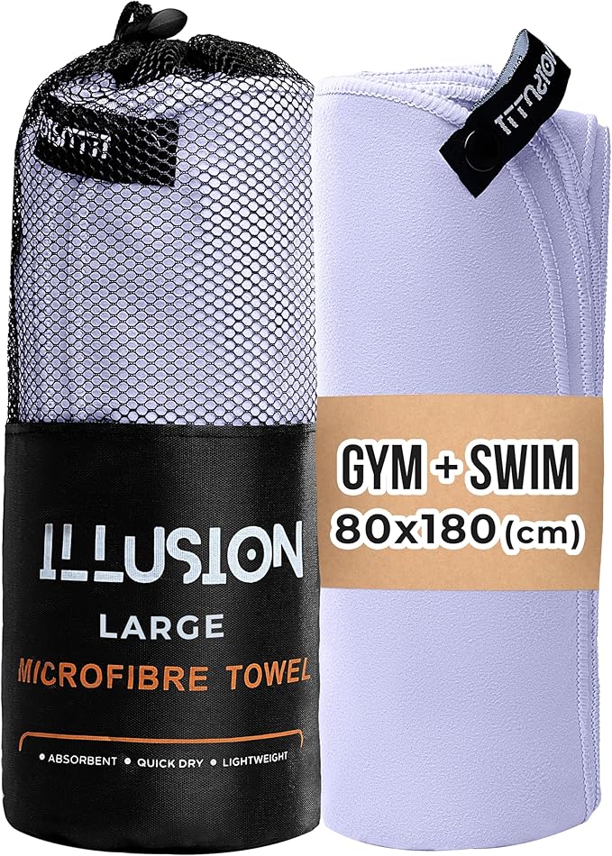 illusion Extra Large Microfibre Swimming Towel (71''L x 32''W)–Compact, Lightweight & Quick Dry Towel-Perfect for Travel, Gym, and Swim Towels Ideal for Post-Workout Showers & After Swimming