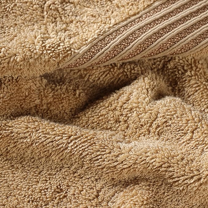 Superior Egyptian Cotton 8-Piece Towel Set, Assorted Towels for Home Bathroom, Guest Bath Decor Essentials, Includes 2 Bath, 4 Hand, 2 Face Towels/Washcloths, Quick Dry, Absorbent, Toast