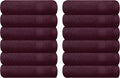 GLAMBURG Ultra Soft 12-Piece Washcloths Set 13x13-100% Ringspun Cotton - Durable & Highly Absorbent Face Towels - Ideal for use in Bathroom, Kitchen, Gym, Spa & General Cleaning - Burgundy