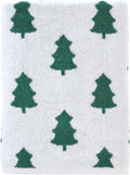 SKL Home Christmas/Winter Holiday Trees 100% Cotton Premium Bath Towel, 500 GSM, Soft & Absorbent, Reversible Jacquard, Decorative, Green/White