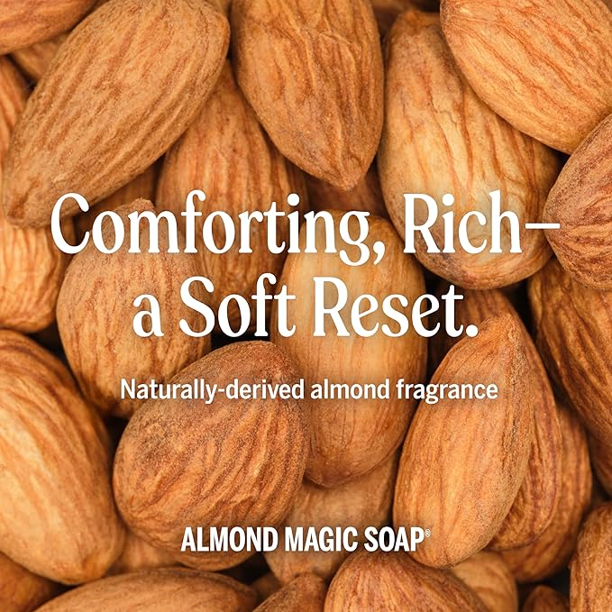 Dr. Bronner's Pure-Castile Magic Liquid Soap (Almond, 16 Ounce, 2-Pack)- Made with Regenerative Organic Certified Oils, 18-in1 Uses: Face, Hair, Hand & Body Soap, Laundry, Pets- Concentrated, Vegan