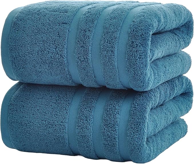 Cotton Bath Towel – Large 30x60 Inches, Soft, Thick & Absorbent Towel for Bathroom, Spa, or Home Use (Blue, 2 Pack – 30"x60")