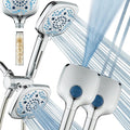 6-way High Pressure 82 Spray Mode Filtered Showerhead Combo - Handheld Shower Head Filters Chlorine to Heal Dry Skin, Revive Hair - Dual Power Wash Cleans Tub, Tile, Pets - Hard Water Softener, Chrome