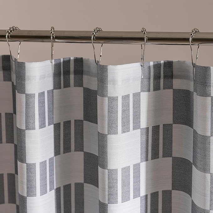SLEEP ZONE Grey Checkered Shower Curtain Waterproof Curtains for Bathroom Decor Bathtub Geometic Shower Curtain 72" × 72"