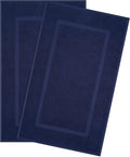 Cotton Paradise 100% Cotton Bath Mats for Bathroom Floor Set of 2 Pack, 20x34 Soft Absorbent Washable Quick Dry Tub Bathmat, Navy Blue Towel Bath Mat