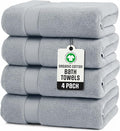 TOWELTIQUE- Organic Cotton Luxury Bath Towels Pack of 4 GOTS & Oeko- TEX Certified | Premium Soft, Absorbent & Quick-Drying Towels for Bathroom, Gym, Spa & Hotel Use – Light Gray