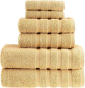 HALLEY Turkish Towels Set (6 Pieces) 650 GSM Highly Absorbent Super Soft 100% Cotton - 2 Bath Towels, 2 Hand Towels 2 Washcloths (Yellow)