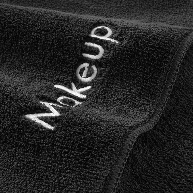 Arkwright Makeup Towels - Bulk Case of 108 - Ultra Soft & Gentle Microfiber Coral Fleece Washcloth Face Make Up Remover, Reusuable Eraser Cloth Essentials for Hosts & Artists, 13 x 13 in, Black