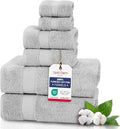 TEXTILOM 6 Pcs Bath Towel Set – Hotel and Spa Quality & Soft & Absorbent & Quick Dry Bath Towels for Bathroom –100% Turkish Cotton Bathroom Towels Set (2 Bath Towels,2 Hand Towels,2 Washcloths)-LGrey