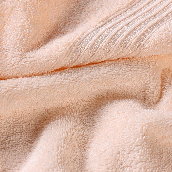 Superior Egyptian Cotton 6-Piece Towel Set, Bathroom Essentials, Towels For Bathroom, Apartment, Airbnb, Guest Bath, Face, Hand, Bath Towels, Washcloths, Absorbent, Fast Drying, Peach