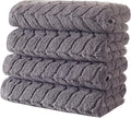 Turkish Cotton Ultra-Soft Plush Absorbent Quick Dry Bathroom Towel Set, Made in Turkey (Gray, 4 Pcs Hand Towel Set)