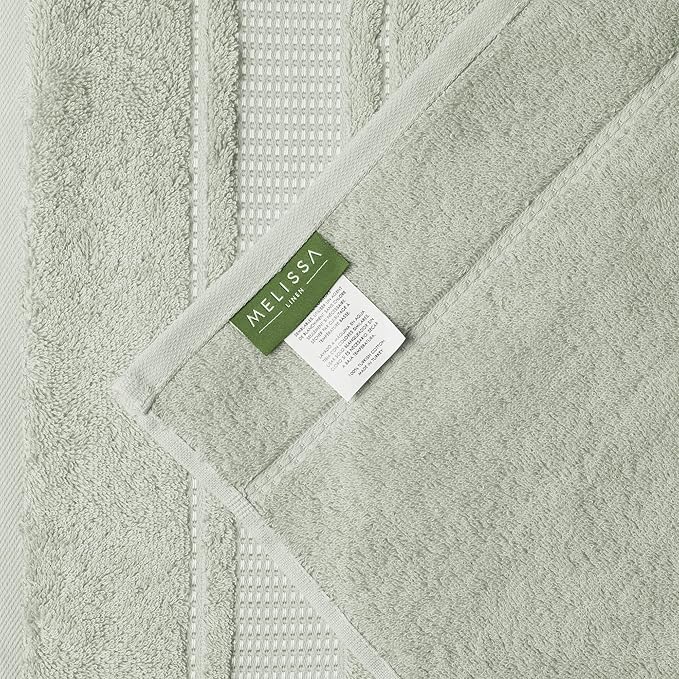 Melissa Linen, 4-Piece Bath Wash Cloths Set, 100% Turkish Cotton, Face & Hand Towels for Bathroom, Absorbent, Quick Dry and Soft Wash Rags for Kitchen (Mint Green Washcloths)