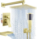 KES Bath Shower Faucet Set Tub and Shower Faucet Set Rain Shower Head with Handheld Shower System Pressure Balance Brushed Gold, XB6305F18-BZ