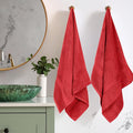 Superior Egyptian Cotton Pile Bath Towel Set of 2, Ultra Soft Luxury Towels, Thick Plush Essentials, Absorbent Heavyweight, Guest Bath, Hotel, Spa, Home Bathroom, Shower Basics, Red