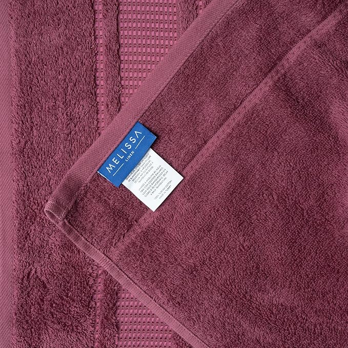 Melissa Linen, Fingertip Towels 4 Pack, 100% Turkish Cotton, Small Hand Towels for Body and Face, 12 x 18 in, Soft and Absorbent, Quick Dry, (Dark Reddish-Purple Fingertip Towels)