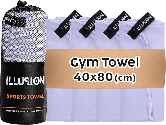 illusion Small Microfiber Gym Towels for Men and Women Active Sports (32" L x 16''W)-Lightweight Quick Dry Gym Towel for Sweat-Workout Towels Ideal for Yoga, Camping, Running, and Outdoor Activities