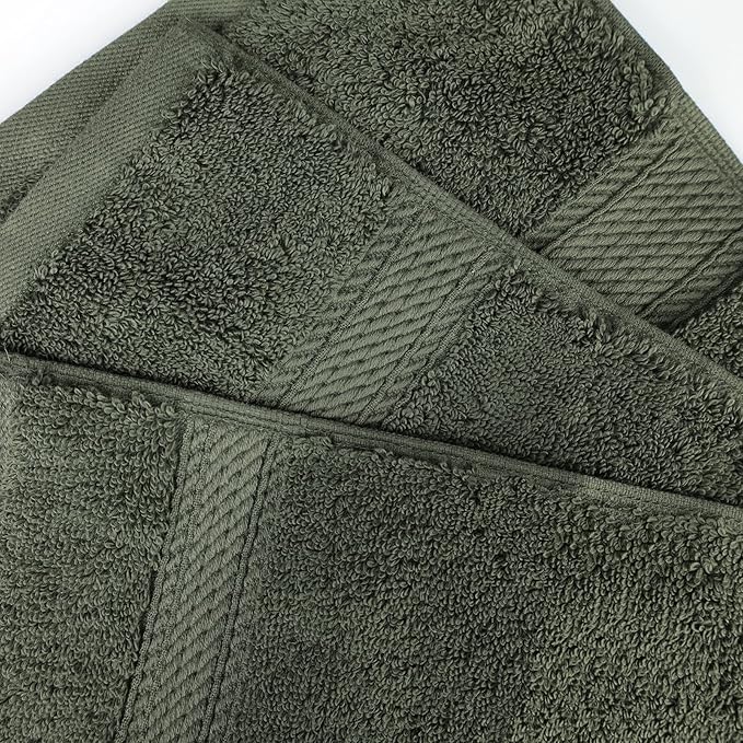 BLUENILEMILLS Madison Egyptian Cotton Towels, Towel Set for Bathroom, Shower, Hotel, Plush, 800 GSM, Highly Absorbent and Ultra-Soft Towels, Bath Essentials, 8 Piece Assorted Towel Set, Forest Green