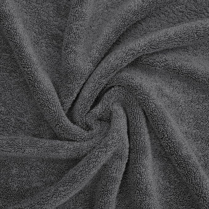American Soft Linen Salem 100% Cotton Turkish 4 Piece Hand Towels for Bathroom, 600 GSM Soft Absorbent Quickdry Hand Face Towel Set, Dark Gray
