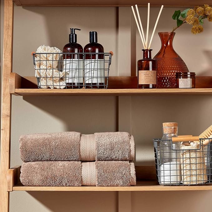 Christy Renaissance 4 Piece Brown Towel Set | 100% Egyptian Cotton | Luxury Bathroom Towels | Soft and Super Absorbent | 675 GSM | 2 Bath Sheet 2 Hand | Mink