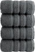 HALLEY Turkish 4 Pack Premium Hand Towels (4 Pieces) 650 GSM Highly Absorbent Super Soft 100% Cotton - 4 Hand Towels (Darkgray)