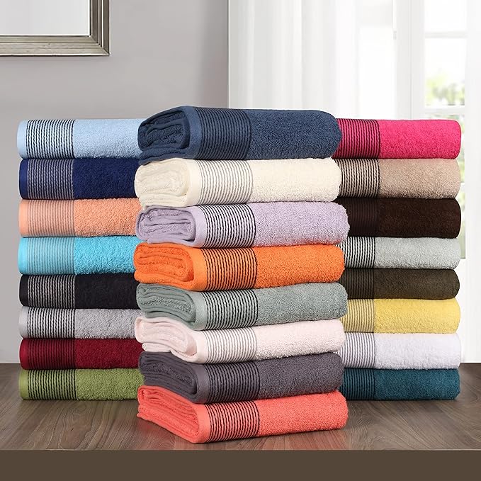 Belizzi Home 100% Cotton Ultra Soft 6 Pack Towel Set, Contains 2 Bath Towels 28x55 inchs, 2 Hand Towels 16x24 inchs & 2 Washcloths 12x12 inchs, Compact Lightweight & Highly Absorbant - Navy Blue