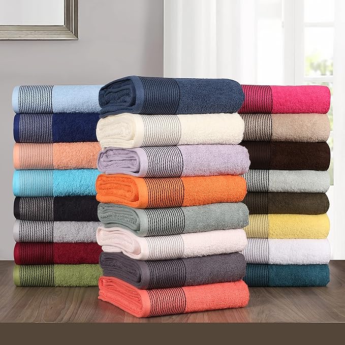 Belizzi Home 100% Cotton Ultra Soft 6 Pack Towel Set, Contains 2 Bath Towels 28x55 inchs, 2 Hand Towels 16x24 inchs & 2 Washcloths 12x12 inchs, Compact Lightweight & Highly Absorbant - Hot Pink