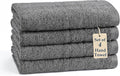 Casa Platino 100% Mercerized Cotton Hand Towels for Bathroom (16"x28") - Spa & Hotel Quality - Ring Spun - Quick Dry, Soft & Absorbent Bath Hand Towel Set of 4 - Pet Friendly, Pre Shrunk - Cool Grey