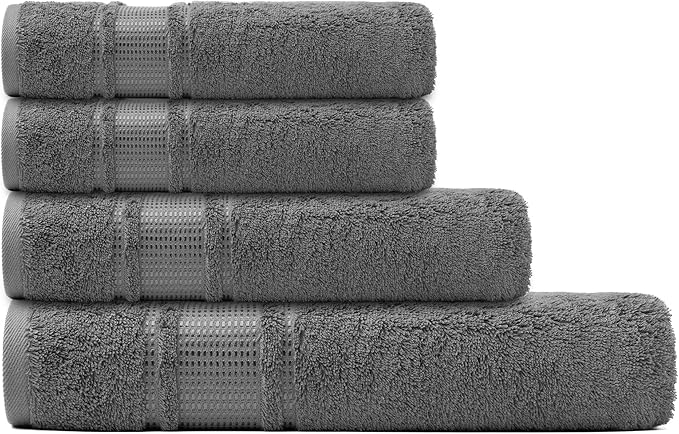 Melissa Linen, Bath Towel Set of 8, 2X Bath Towel, 2X Hand Towel, 4X Fingertip Towels, 100% Turkish Cotton Towels and Kitchen, Absorbent, Quick Dry, Durable and Soft Shower Towel, Dark Grey