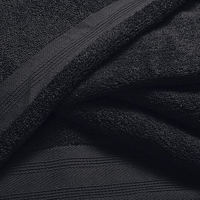 Cotton 2 Pack Oversized Bath Towel Set 28x55 inches, Large Bath Towels, Ultra Absorbant Compact Quickdry & Lightweight Towel, Ideal for Gym Travel Camp Pool - Black
