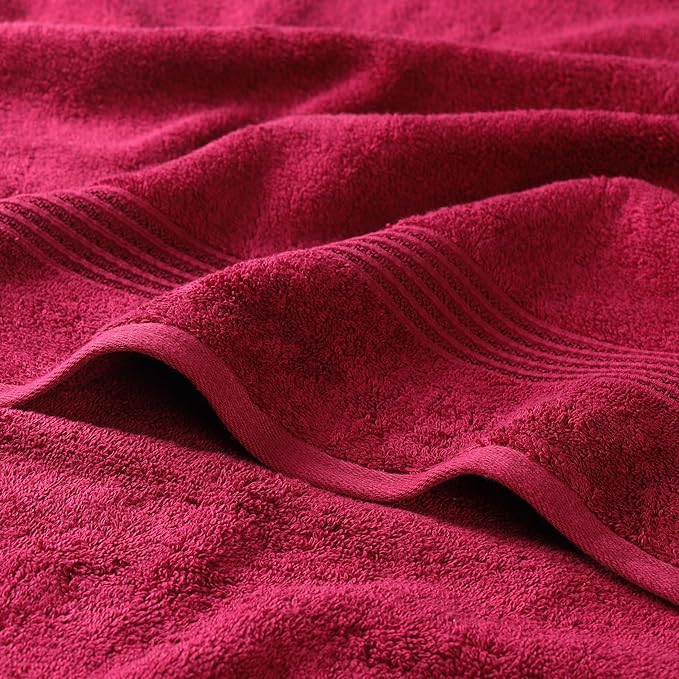 Superior Egyptian Cotton 3-Piece Towel Set, Basic Towels For Bathroom, Home Decor, Guest Bath, Shower, Apartment, Included 1 Face, 1 Hand, 1 Bath Towel, Washcloth, Quick Dry, Burgundy
