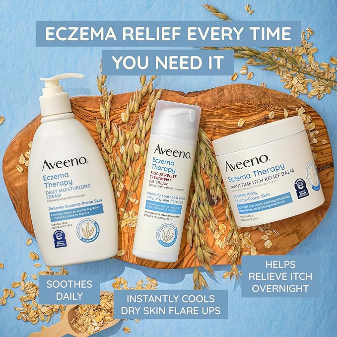 Aveeno Eczema Therapy Itch Relief Balm with Colloidal Oatmeal & Ceramide for Dry Itchy Skin, Non-Greasy, Steroid-, Fragrance- & Paraben-Free Moisturizing Skin Protectant Cream, 11 oz