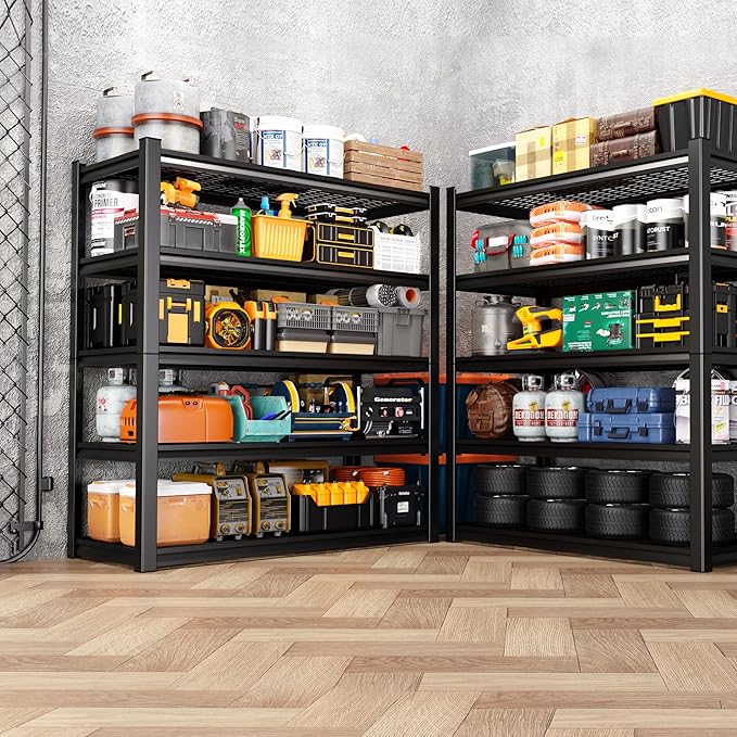 5-Tier Garage Shelving Heavy Duty Storage Shelves, Adjustable Metal Shelving Unit, Utility Garage Organizer Shelf for Basement, Pantry, Warehouse, Supermarket, 35.4" W x 15.7" D x 71.2" H