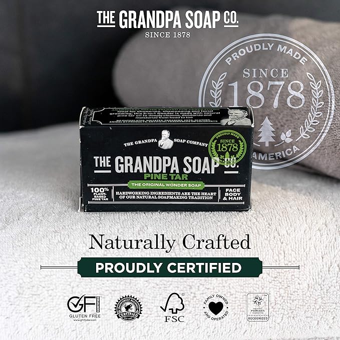 Pine Tar Bar Soap by The Grandpa Soap Company | The Original Wonder Soap | 3-in-1 Cleanser, Deodorizer & Moisturizer | 4.25 Oz. Each 3 Pack