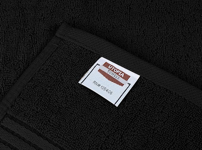 Utopia Towels 48-Piece Premium Towel Set, 12 Bath Towels, 12 Hand Towels, and 24 Wash Cloths, 100% Ring Spun Cotton Highly Absorbent Towels for Bathroom, Sports, and Hotel (Black)