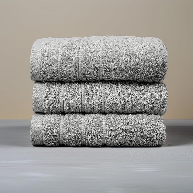 Tens Towels Pack of 6 Hand Towels, 100% Cotton, Lighter Weight, Quick to Dry, 16 x 28 Inches, Super Soft & Absorbent, Perfect for Bathroom & Kitchen, Cool Grey