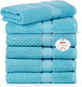 Ample Decor Bathroom Hand Towel 18 X 28 Inch 600 GSM 100% Cotton - Popcorn Textured Towel for Bathroom- Pack of 6 Sky Blue