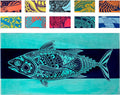 Nova Blue Tuna Fish Beach Towel (34 X 63) – Blue Striped Cotton Beach Towels Made from 100% Cotton – Quick Drying Pool Towel with Tropical Design – Beach Towel Large Oversized